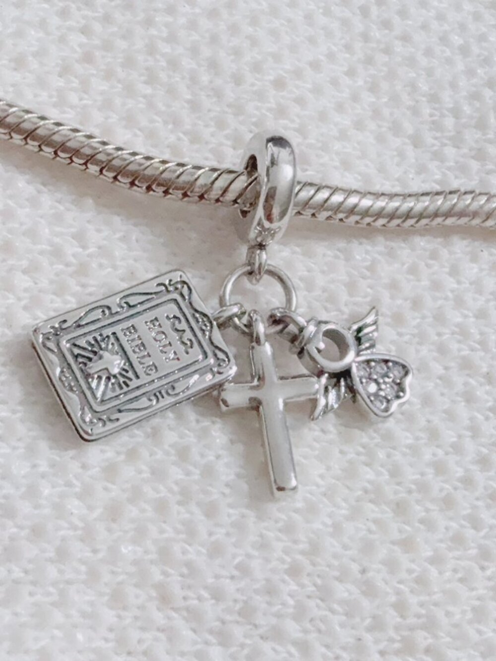 Holy Bible Cross Angle Charm Religious Dangle Charm For Pandora Bracelet